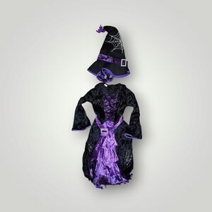 Fairytale Witch Cute Witch Costume Set for Girls black purple Size M